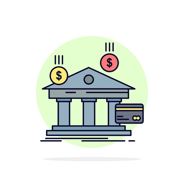 Banco, pagamentos, bancário, financeiro, dinheiro Flat Color Icon Vector — Vetor de Stock