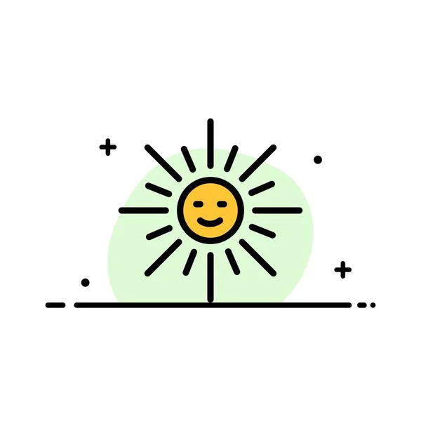 Jas, světlo, slunce, jarní obchodní čára s plochým řádkem ikona V — Stockový vektor
