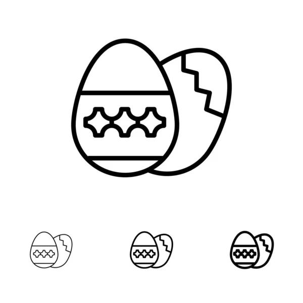 复活节彩蛋， 蛋， 假日， 假期大胆和细黑线图标 — 图库矢量图片