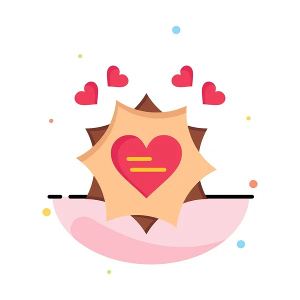 Love, Card, Valentine, Heart Abstract Flat Color Icon Template — Stock Vector