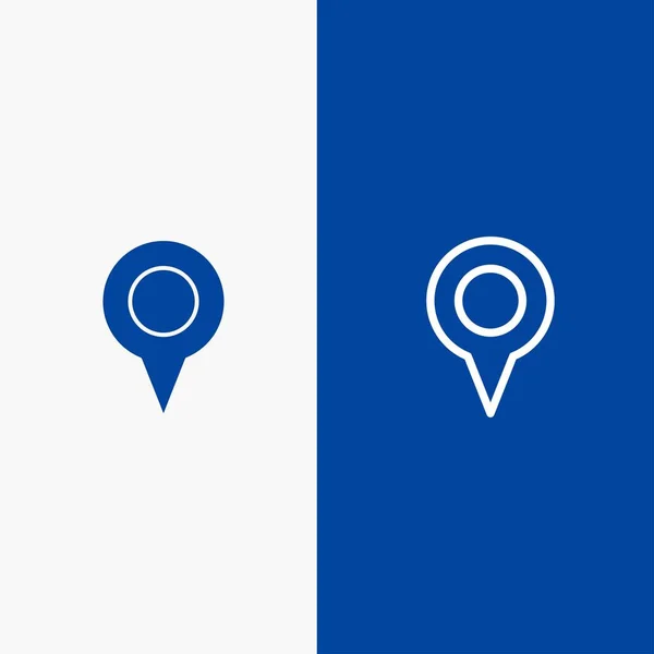 Geo locatie, locatie, kaart, PIN lijn en glyph Solid icoon blauw — Stockvector