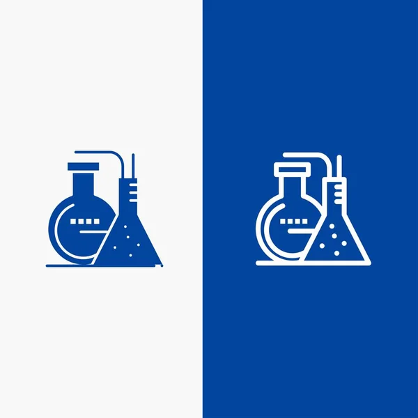Produits chimiques, réaction, laboratoire, ligne d'énergie et glyphe Icône solide Bleu — Image vectorielle