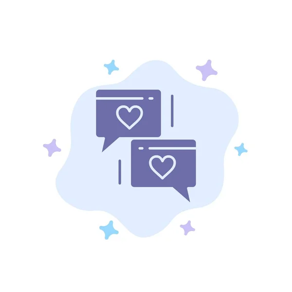 Chat, Amour, Coeur, Mariage Icône bleue sur Abstrait Cloud Backgroun — Image vectorielle