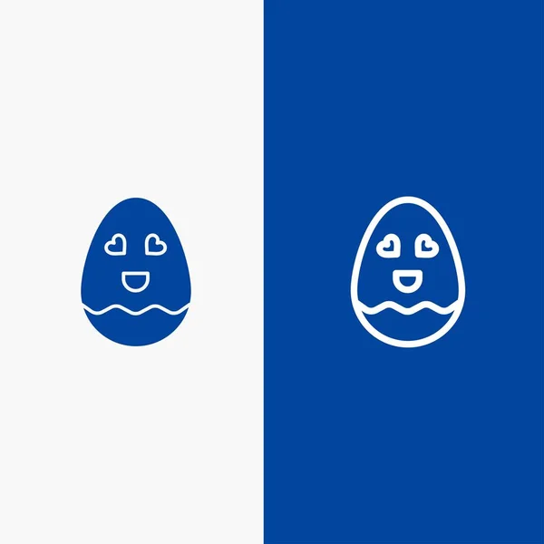 Œuf, Happy, Ligne de Pâques et Glyphe Icône solide Bannière bleue Ligne et — Image vectorielle