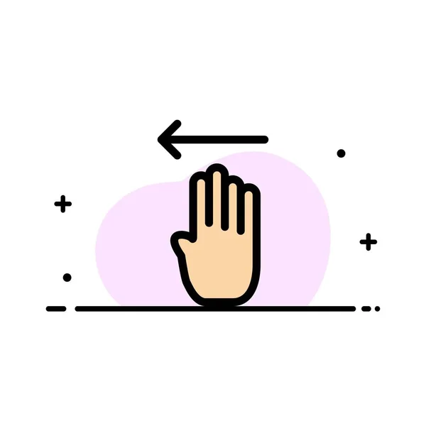 Doigt, quatre, geste, gauche entreprise plat ligne rempli icône vect — Image vectorielle