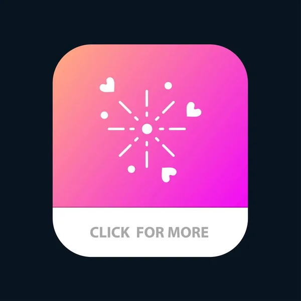 Фейерверки, Празднование, Сердце, Love Mobile App Button. Android a — стоковый вектор