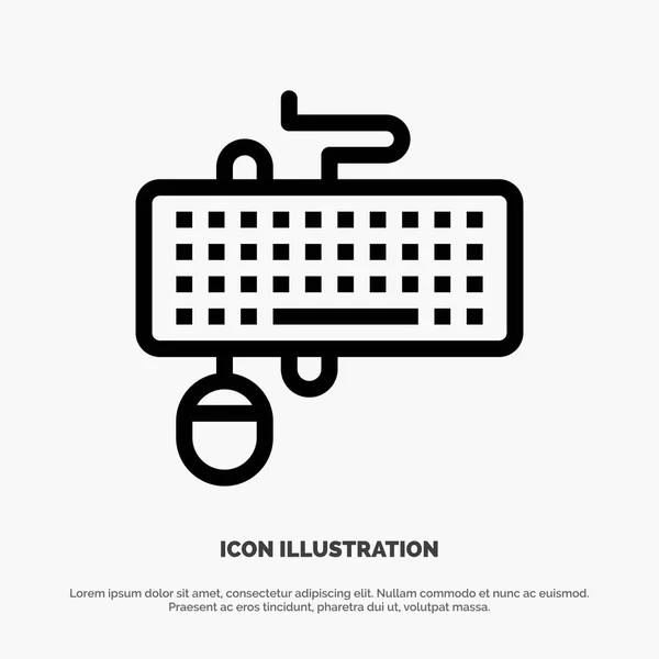 Device, Interface, Keyboard, Mouse, Obsolete Line Icon Vector — Stock Vector