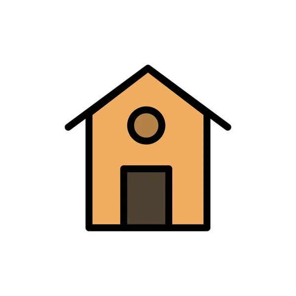 Huis, huis, gebouw platte kleur pictogram. Vector pictogram banner Templ — Stockvector