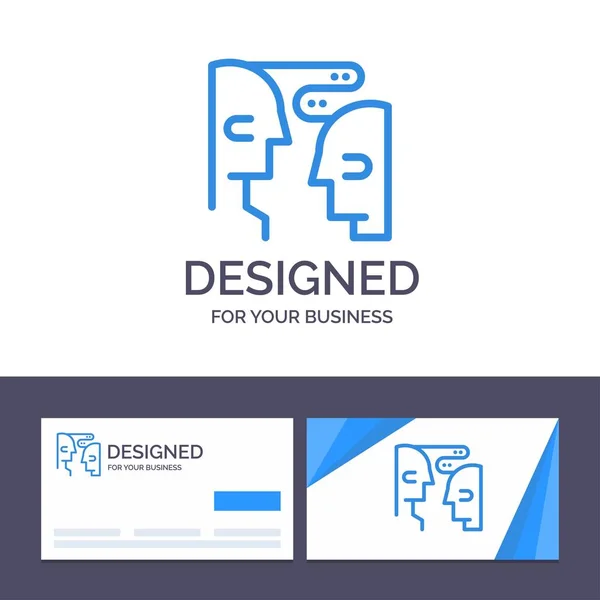 Modèle de carte de visite créative et logo Cerveau, communication, H — Image vectorielle