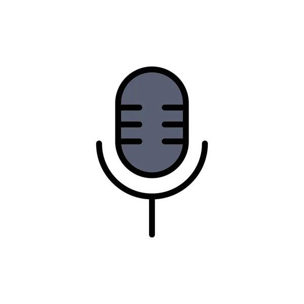 Mic, Microphone, Sound, Show  Flat Color Icon. Vector icon banne — Stock Vector