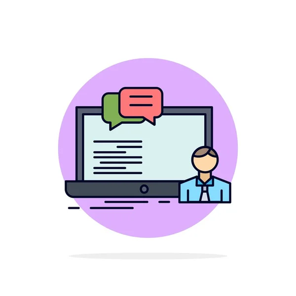 training, course, online, computer, chat Flat Color Icon Vector
