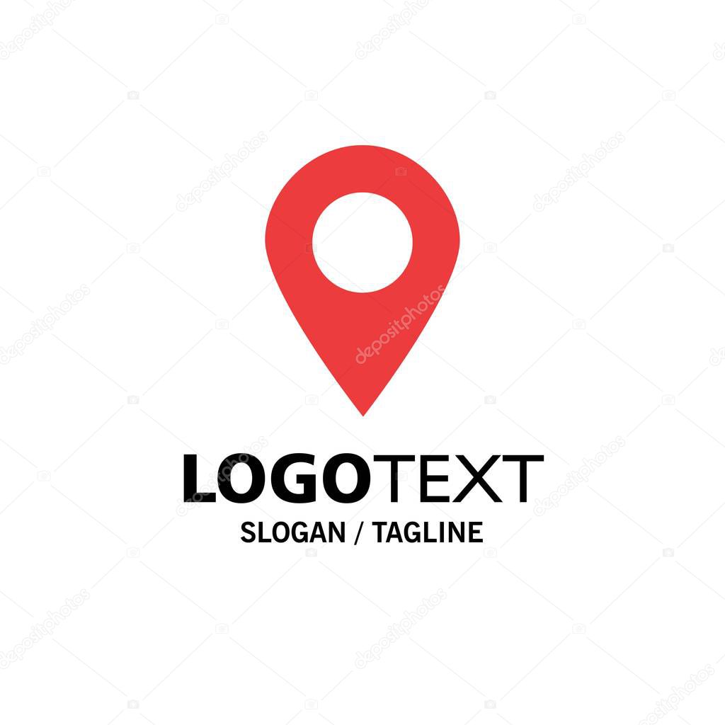 Plus, Location, Map, Marker, Pin Business Logo Template. Flat Co