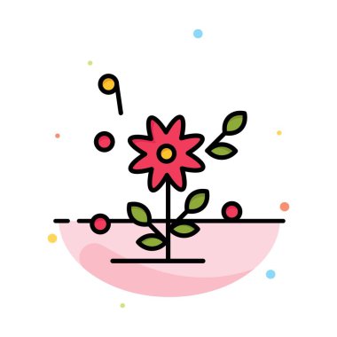 Çiçek, Aşk, Kalp, Düğün Soyut Düz Renk Simgesi Şablon