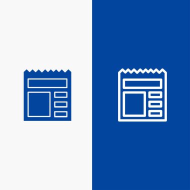 Belge, Temel, Ui, Banka Hattı ve Glyph Katı simgesi Mavi afiş 