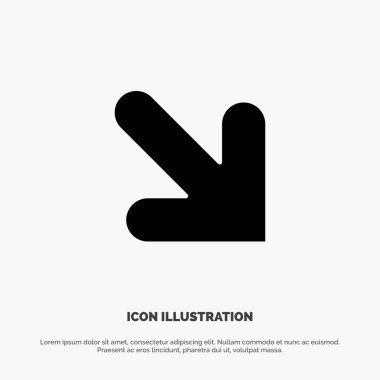 Ok, aşağı, sağ katı glif simgesi vektör