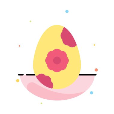 Yumurta, Paskalya, Çiçek Soyut Düz Renk Simgesi Şablonu