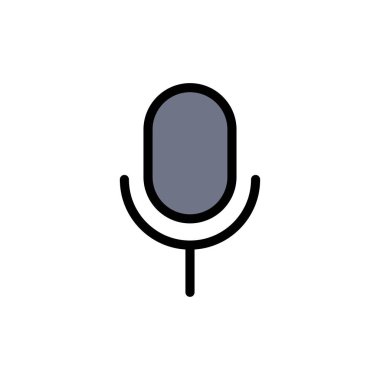 Mikrofon, Mikrofon, Temel, Ui Düz Renk Simgesi. Vektör simgesi afiş 