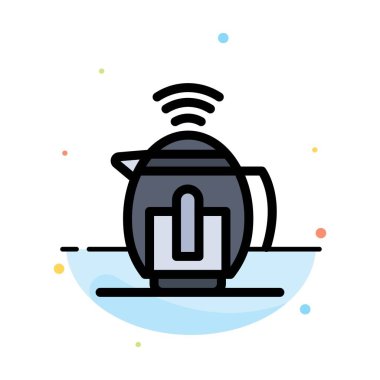 Çay, Demlik, Servis, Teknoloji Soyut Düz Renk Simgesi Şablonu