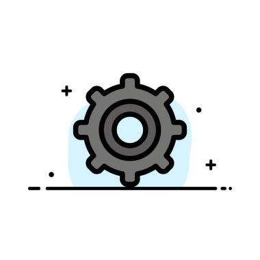 Dişli, Ayar, Dişliler İş Düz Hat Dolu Simge Vektör Banne