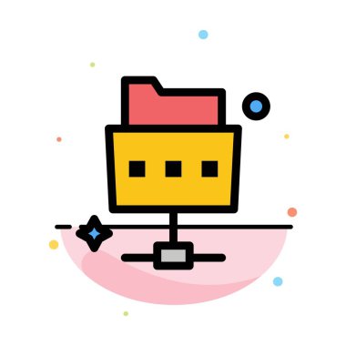 Ağ, Dosya, Klasör Soyut Düz Renk Simgesi Şablonu