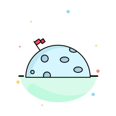 gezegen, uzay, ay, bayrak, mars Düz Renk Simge Vektör