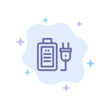 Pil, Şarj, Fiş, Eğitim Mavi Simge Soyut Bulut Bac