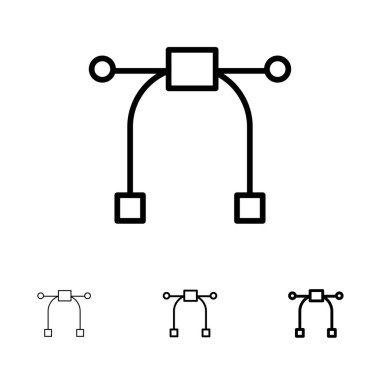 Tasarım, Grafik, Araç Kalın ve ince siyah çizgi simge seti