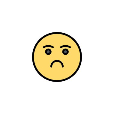 Emojis, Duygu, Duygu, Üzgün İş Logo Şablonu. Düz Renk