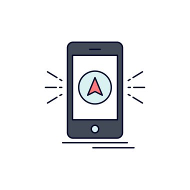 navigasyon, uygulama, kamp, gps, yer Düz Renk Simge Vektör