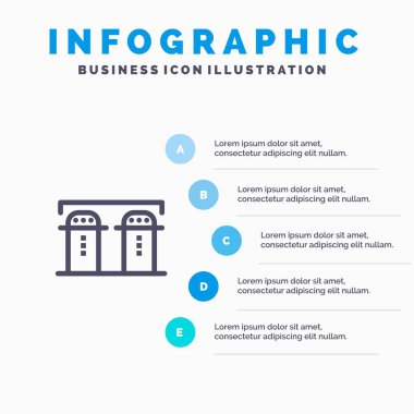 Tuz, Kağıt, Şişe, Baharatlar Mavi Infographics Şablon 5 Adımlar. 