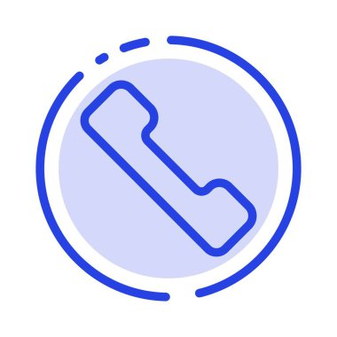 Telefon, çağrı, mobil mavi noktalı çizgi çizgisi simgesi