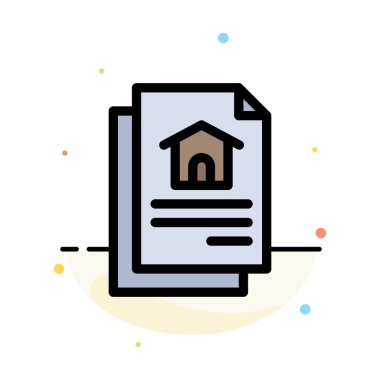 Dosya, Belge, Ev Soyut Düz Renk Simgesi Şablonu