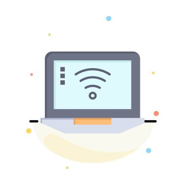 Laptop, Bilgisayar, Sinyal, Wifi Soyut Düz Renk Simgesi Şablon
