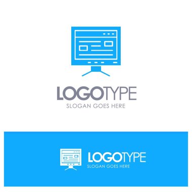 Bilgisayar, Online, Eğitim, Eğitim Mavi Katı Logo ile yer fo