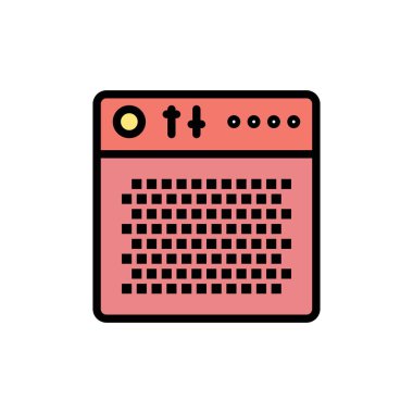 Amplifikatör, Ses, Cihaz, Multimedya, Taşınabilir Düz Renk Simgesi.