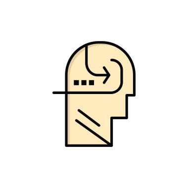 Öğrenme, Beceri, Zihin, Baş Düz Renk Simgesi. Vektör simgesi afiş