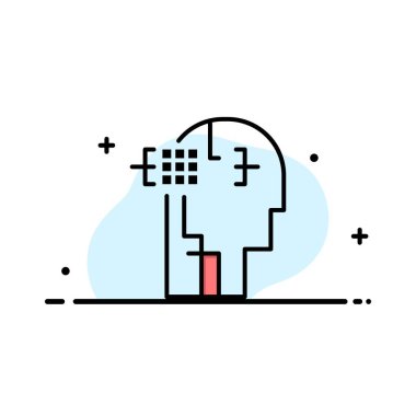 Yapay, İnsan, İnsan, Kafa İş Düz Hat Dolgulu Simge Vec