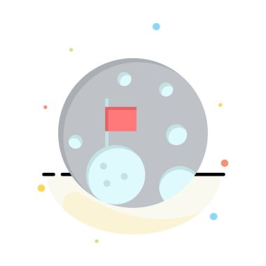 Ay, Bayrak, Uzay, Planet Soyut Düz Renk Simgesi Şablonu