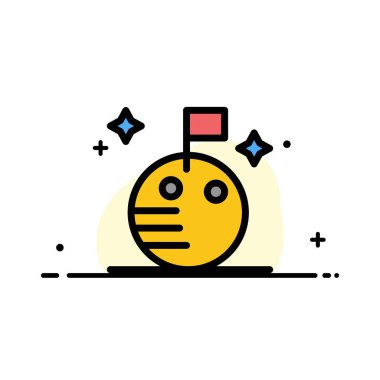 Bayrak, ay, uzay Iş düz çizgi dolu simge vektör Banner 