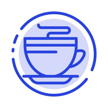 Çay, Kahve, Fincan, Temizlik Mavi Noktalı Çizgi Hattı Simgesi
