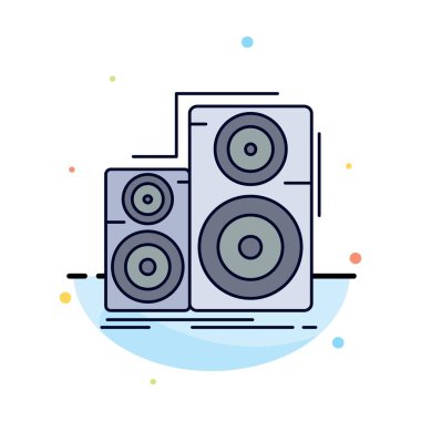 Ses, hifi, monitör, hoparlör, stüdyo Düz Renk Simge Vektör