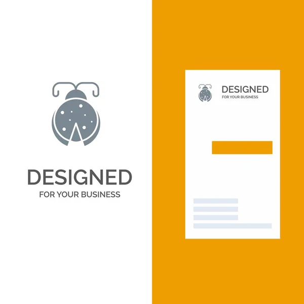 Kever, bug, Ladybird, lieveheersbeestje grijs logo ontwerp en zakelijke auto — Stockvector