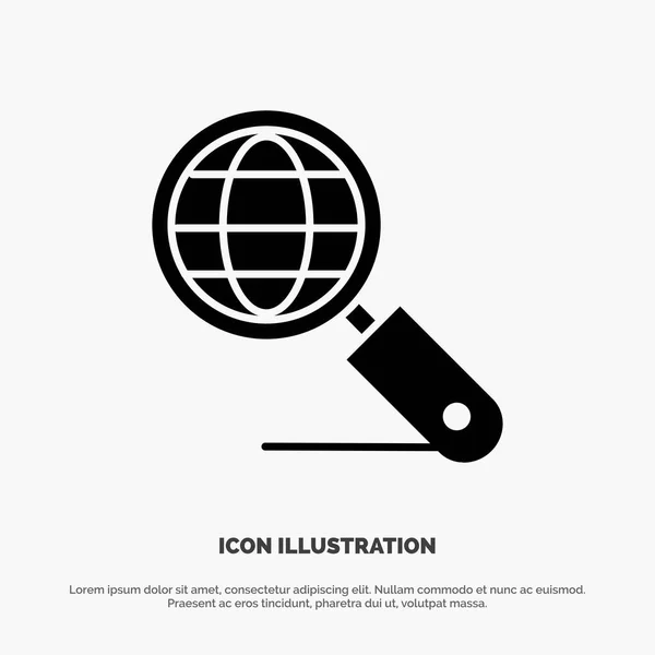 Globo, Internet, Búsqueda, Seo sólido Glifo Icono vector — Vector de stock