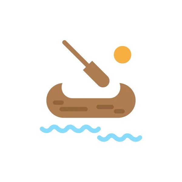 Barco, Kayak, Canadá Flat Color Icon. Banner icono vectorial Templat — Archivo Imágenes Vectoriales