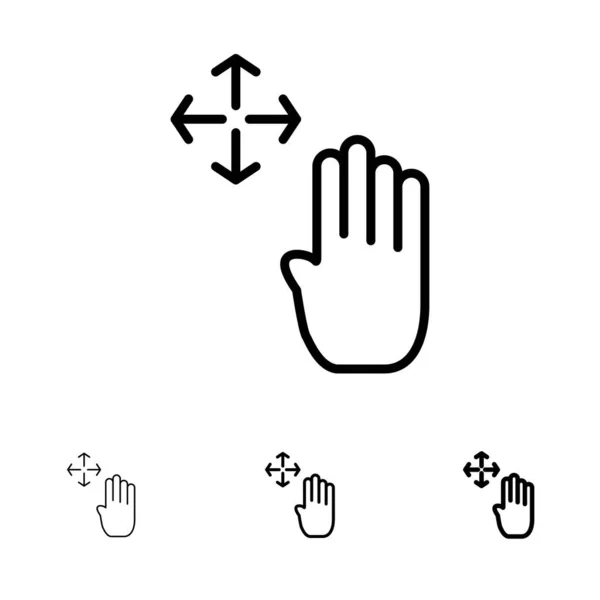 Hand, hand cursor, omhoog, Hold Bold en dunne zwarte lijn icon set — Stockvector