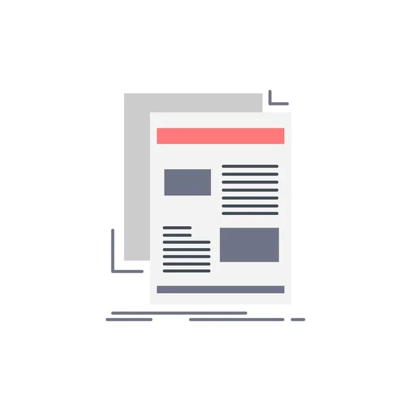 Nachrichten, Newsletter, Zeitung, Medien, Papier flache Farbe Symbol-Vektor — Stockvektor