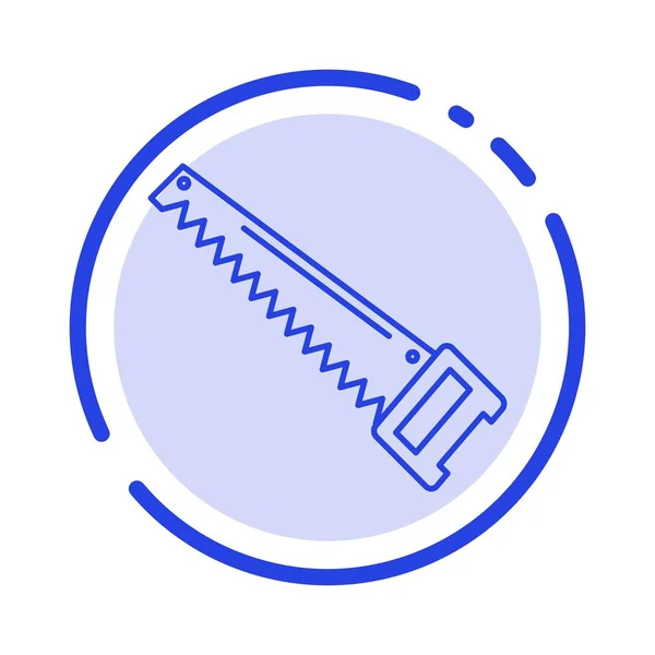 Saw, hand, bade, konstruktion, verktyg Blå Prickig linje linje ikon — Stock vektor