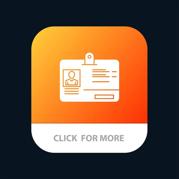 Pass, Carte, Identité, Bouton d'application mobile Id. Android et IOS Glyp — Image vectorielle