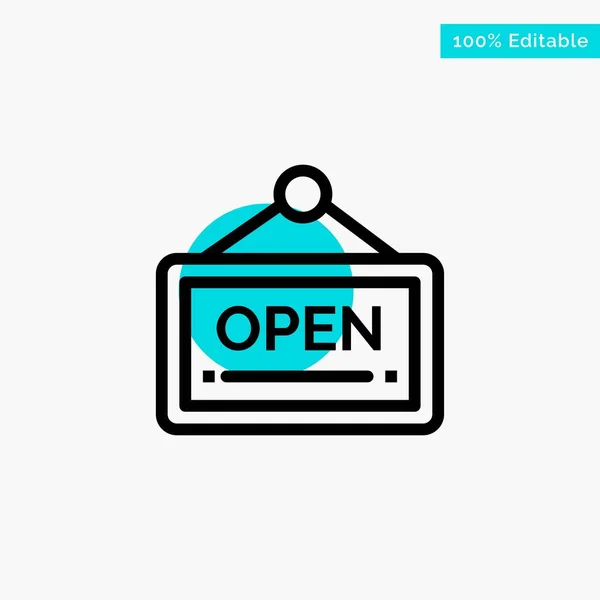 Open, Sign, Board, Hotel turquoise highlight circle point — стоковый вектор