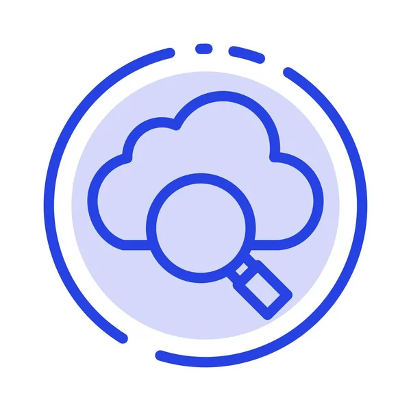 Cloud, Recherche, Recherche Ligne bleue pointillée Icône — Image vectorielle